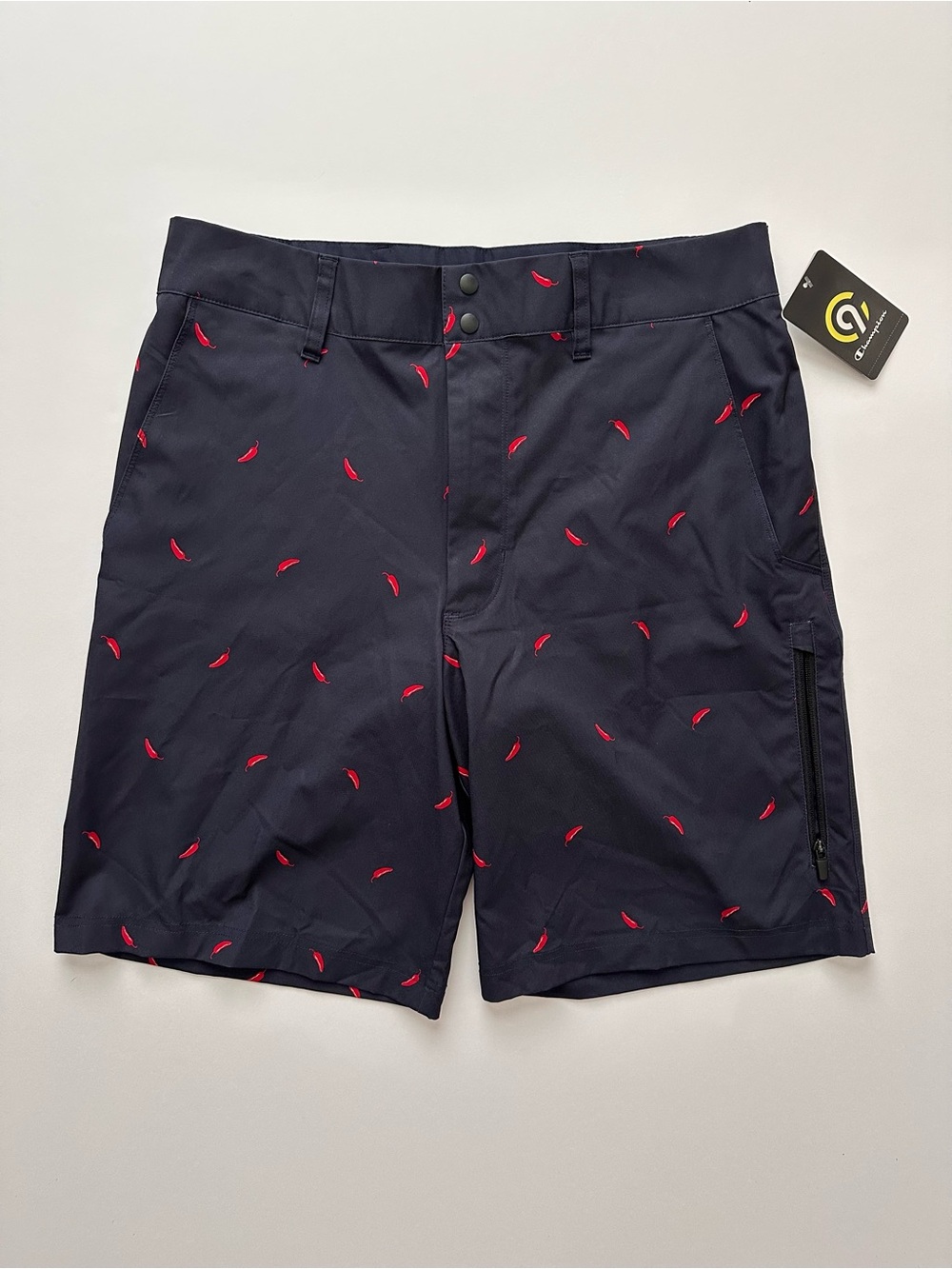 Champion Blue Quick-Drying Athletic Shorts with Red/Chilli Accent